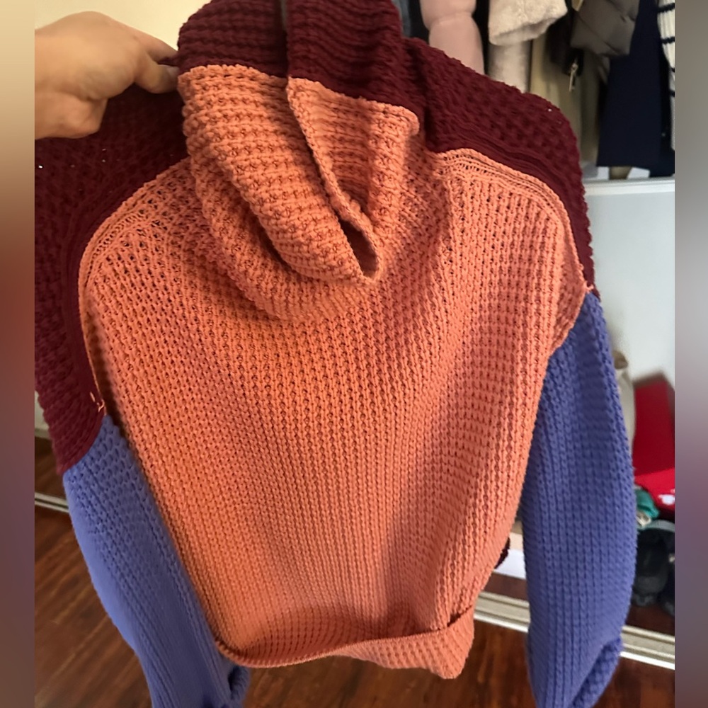 Free People Park City Color Block Rollneck Sweater